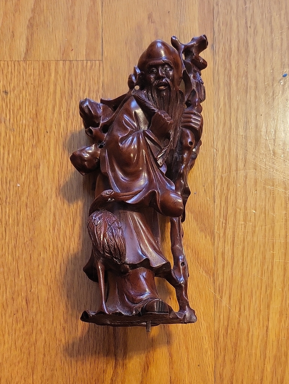 Brown Hand-Carved Wooden Figurine Sculpture - Artisan Home Accent